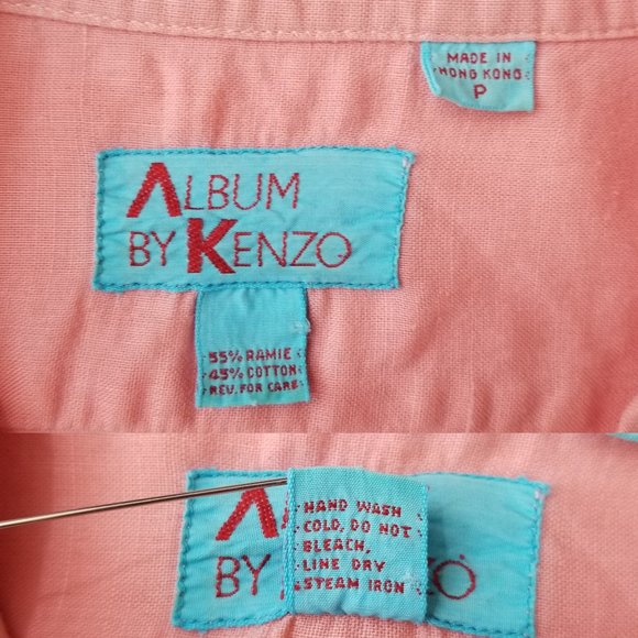 Vintage 1980s Album by Kenzo salmon pink button-up - Picture 7 of 13